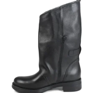 Stivali Invernali | Bikers Invernali | In Time Stivali Biker Boots con due fibbie e cerniera "MTA" - Pelle Nero