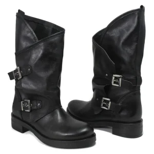 Stivali Invernali | Bikers Invernali | In Time Stivali Biker Boots con due fibbie "MANTRA/A" - Pelle Nero