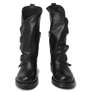 Stivali Invernali | Bikers Invernali | In Time Stivali Biker Boots con due fibbie "MANTRA/A" - Pelle Nero