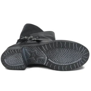 Stivali Invernali | Bikers Invernali | In Time Stivali Biker Boots con due fibbie e cerniera "MTA" - Pelle Nero