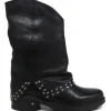 Stivali Invernali | Bikers Invernali | Personal Stivali Biker Boots con ghetta risvolto e borchiette "NIVES" - Lavato Nero