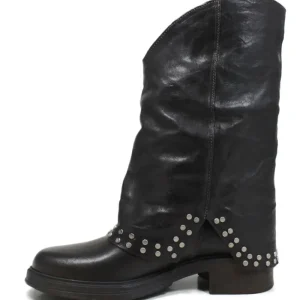 Stivali Invernali | Bikers Invernali | Personal Stivali Biker Boots con ghetta risvolto e borchiette "NIVES" - Lavato Testa di Moro TestadiMoro