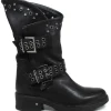 Stivali Invernali | Bikers Invernali | Personal Stivali Biker Boots con occhielli e due cinturini "DADA" - Nero