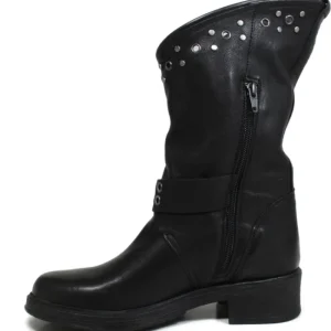 Stivali Invernali | Bikers Invernali | Personal Stivali Biker Boots con occhielli e due cinturini "DADA" - Nero