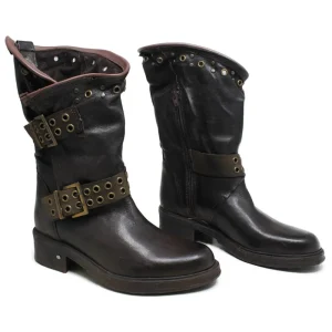 Stivali Invernali | Bikers Invernali | Personal Stivali Biker Boots con occhielli e due cinturini "DADA" - Testa di Moro TestadiMoro