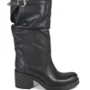 Stivali Con Tacco | Stivali Invernali | In Time Stivali Biker Boots Medi con Tacco "58/M" - Pelle Nero