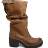 Stivali Con Tacco | Stivali Invernali | In Time Stivali Biker Boots Medi con Tacco "58/M" - Cuoio