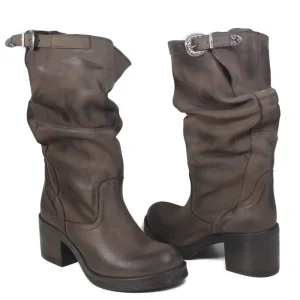 Stivali Con Tacco | Stivali Invernali | In Time Stivali Biker Boots Medi con Tacco "58/M" - Nabuk Testa di Moro TestadiMoro