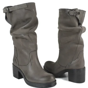 Stivali Con Tacco | Stivali Invernali | In Time Stivali Biker Boots Medi con Tacco "58/M" - Grigio
