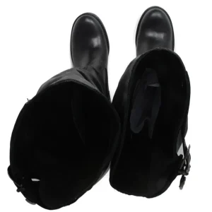 Stivali Con Tacco | Stivali Invernali | In Time Stivali Biker Boots Medi con Tacco "58/M" - Pelle Nero