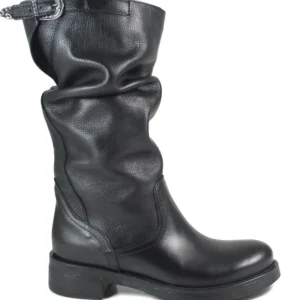 Stivali Invernali | Bikers Invernali | In Time Stivali Biker Boots Metà Polpaccio "NOA/M" - Pelle Nero