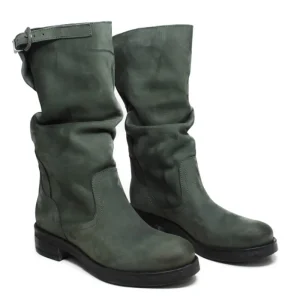 Stivali Invernali | Bikers Invernali | In Time Stivali Biker Boots Metà Polpaccio "NOA/M" - Nabuk Verde