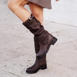 Stivali Invernali | Bikers Invernali | In Time Stivali Biker Boots Metà Polpaccio "NOA/M" - Testa di Moro TestadiMoro