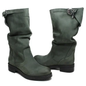 Stivali Invernali | Bikers Invernali | In Time Stivali Biker Boots Metà Polpaccio "NOA/M" - Nabuk Verde