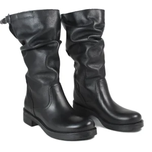 Stivali Invernali | Bikers Invernali | In Time Stivali Biker Boots Metà Polpaccio "NOA/M" - Pelle Nero