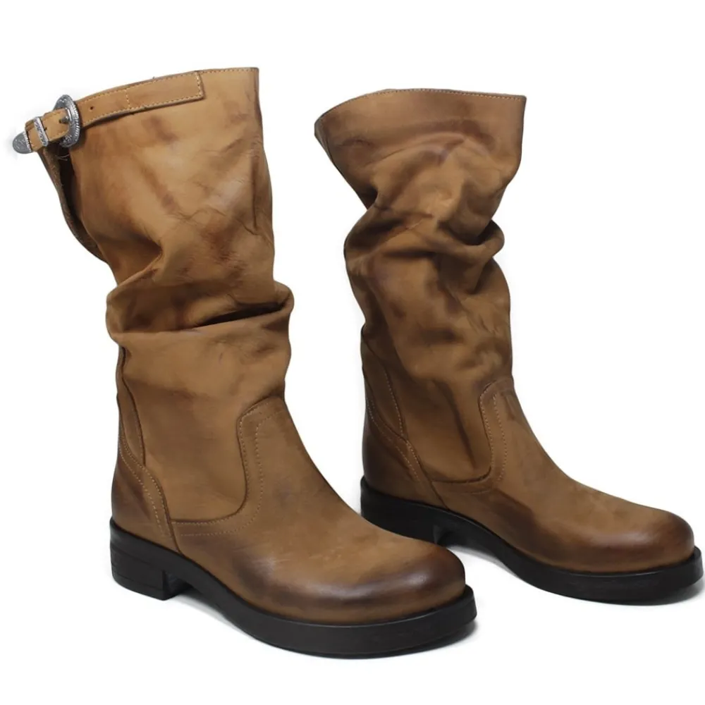 stivali_biker_boots_met_p_5-1.webp Stivali Invernali | Bikers Invernali | In Time Stivali Biker Boots Metà Polpaccio "NOA/M" - Nabuk Cuoio