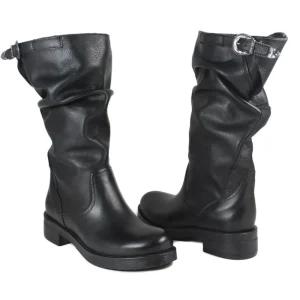 Stivali Invernali | Bikers Invernali | In Time Stivali Biker Boots Metà Polpaccio "NOA/M" - Pelle Nero