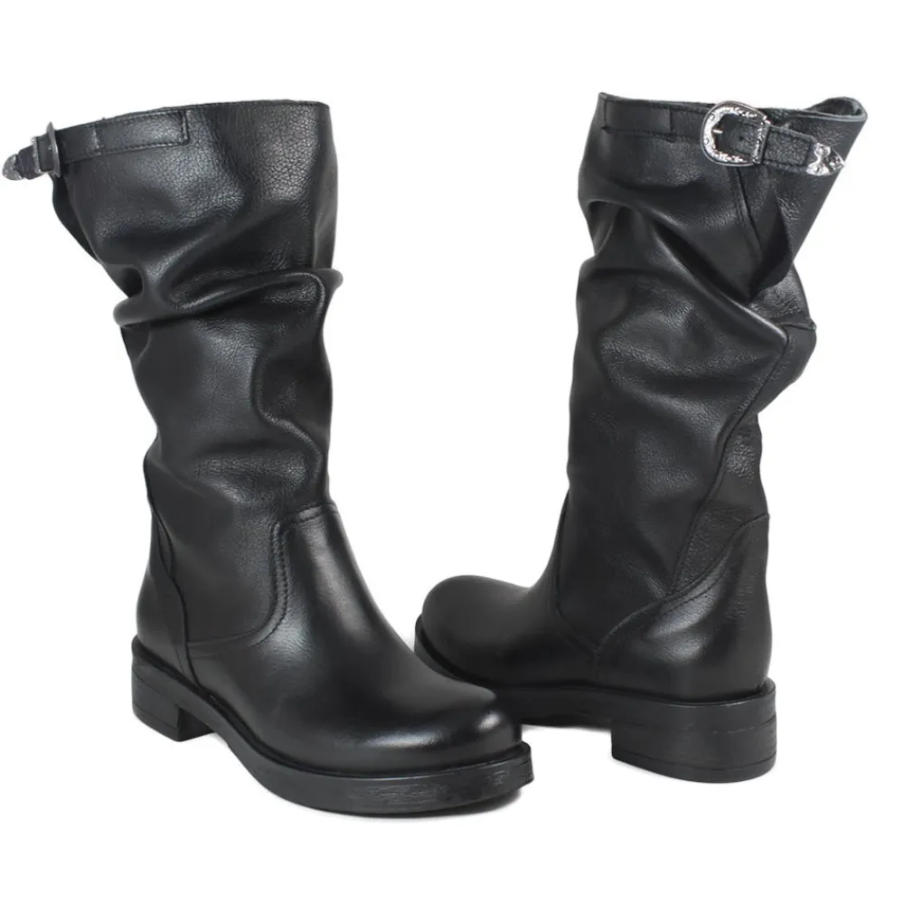 stivali_biker_boots_met_p_5-4.webp Stivali Invernali | Bikers Invernali | In Time Stivali Biker Boots Metà Polpaccio "NOA/M" - Pelle Nero