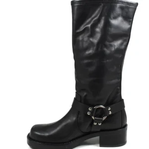 Stivali Invernali | Bikers Invernali | Personal Stivali Biker Punta Squadrata 3 Fibbie "ROGER" - Nero