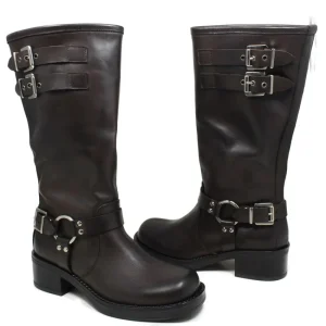 Stivali Invernali | Bikers Invernali | Personal Stivali Biker Punta Squadrata 3 Fibbie "ROGER" - Marrone TestadiMoro