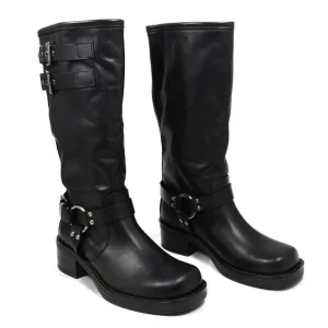 Stivali Invernali | Bikers Invernali | Personal Stivali Biker Punta Squadrata 3 Fibbie "ROGER" - Nero