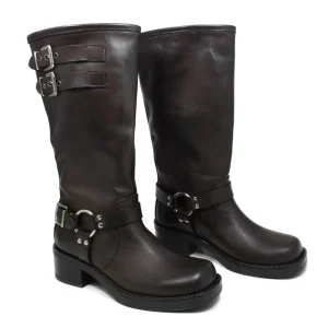 Stivali Invernali | Bikers Invernali | Personal Stivali Biker Punta Squadrata 3 Fibbie "ROGER" - Marrone TestadiMoro