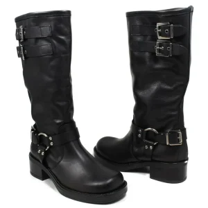 Stivali Invernali | Bikers Invernali | Personal Stivali Biker Punta Squadrata 3 Fibbie "ROGER" - Nero