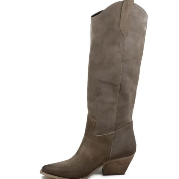 Stivali Estivi | Stivali Con Tacco | Personal Stivali Camperos Alti in Pelle Scamosciata "PAM" - Taupe