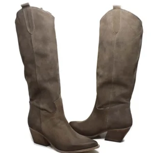 Stivali Estivi | Stivali Con Tacco | Personal Stivali Camperos Alti in Pelle Scamosciata "PAM" - Taupe