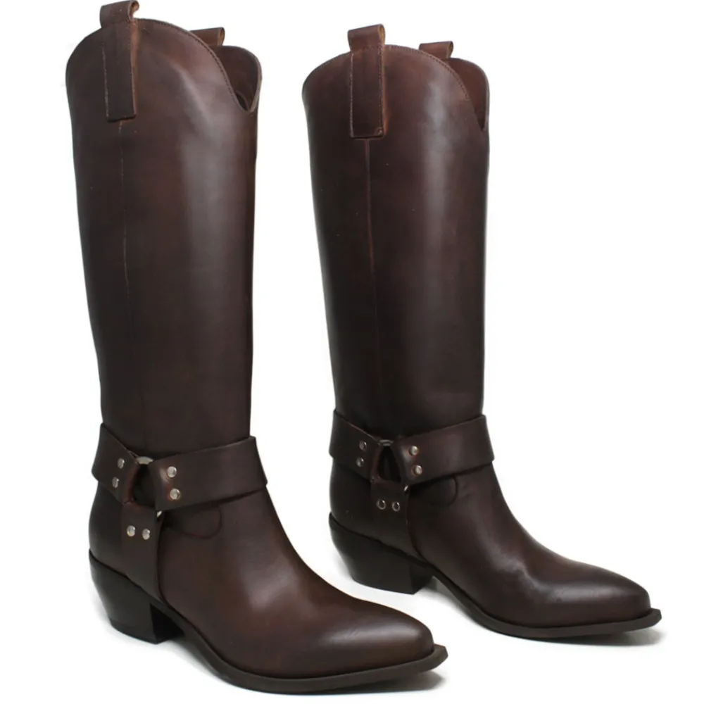 stivali_camperos_texani_c_2.webp Stivali Con Tacco | Stivali Invernali | Personal Stivali Camperos Texani con Cavigliera "PAGE" - Pelle Ingrassata Marrone TestadiMoro