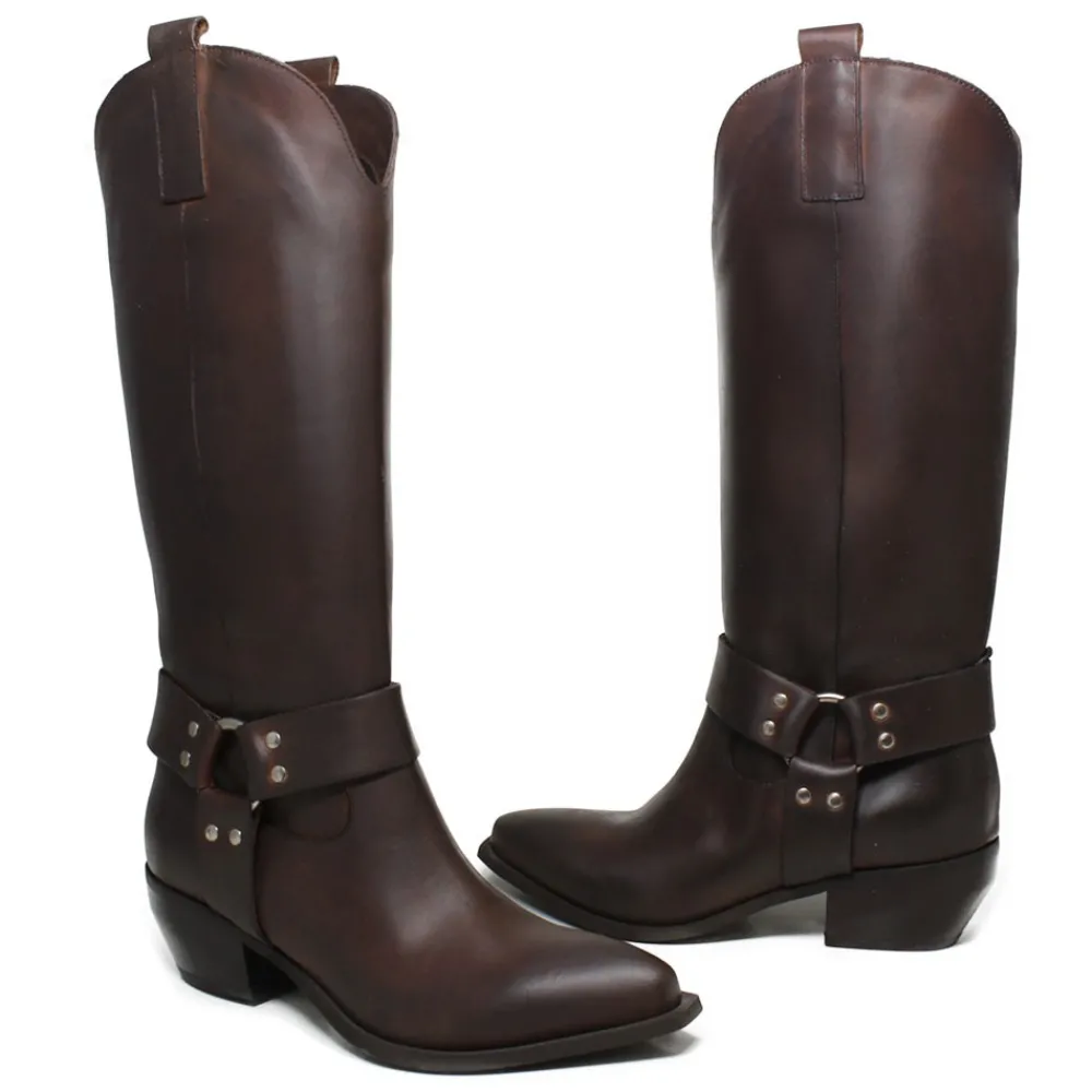 stivali_camperos_texani_c_4.webp Stivali Con Tacco | Stivali Invernali | Personal Stivali Camperos Texani con Cavigliera "PAGE" - Pelle Ingrassata Marrone TestadiMoro