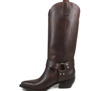 Stivali Con Tacco | Stivali Invernali | Personal Stivali Camperos Texani con Cavigliera "PAGE" - Pelle Ingrassata Marrone TestadiMoro