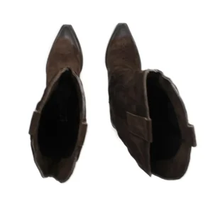 Stivali Con Tacco | Stivali Texani | In Time Stivali Camperos Texani con Ricamo Imbottito "PAULA" - Camoscio Marrone TestadiMoro