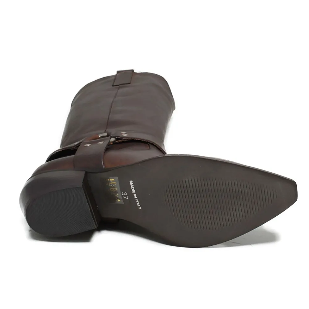 stivali_camperos_texani_c_7.webp Stivali Con Tacco | Stivali Invernali | Personal Stivali Camperos Texani con Cavigliera "PAGE" - Pelle Ingrassata Marrone TestadiMoro