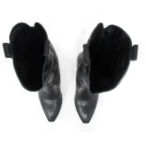 Stivali Con Tacco | Stivali Texani | In Time Stivali Camperos Texani con Ricamo Imbottito "PAULA" - Pelle Nero