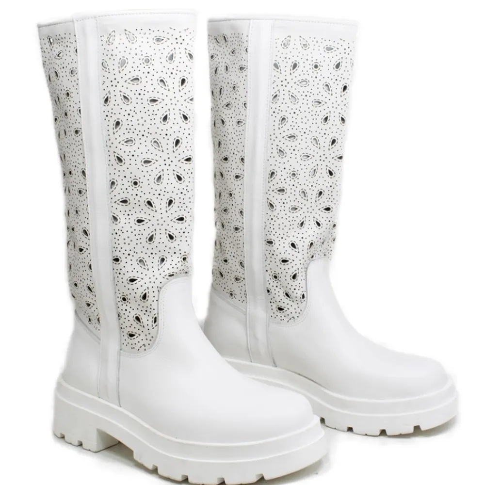 stivali_combat_boots_esti_4.webp Stivali Estivi | Stivali E Scarpe Con Zeppa | In Time Stivali Combat Boots Estivi Laserati "OLIVIA" - Pelle Bianco