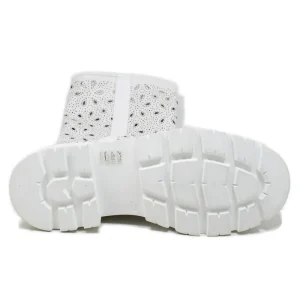 Stivali Estivi | Stivali E Scarpe Con Zeppa | In Time Stivali Combat Boots Estivi Laserati "OLIVIA" - Pelle Bianco