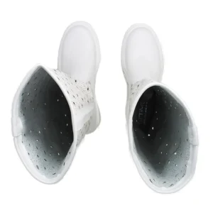 Stivali Estivi | Stivali E Scarpe Con Zeppa | In Time Stivali Combat Boots Estivi Laserati "OLIVIA" - Pelle Bianco