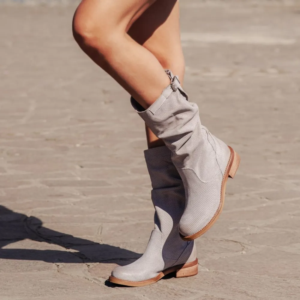 stivali_estivi_traforati__1-3.webp Stivali Estivi | Bikers Estivi | In Time Stivali Estivi Traforati Arricciati "BIK/M" - Grigio