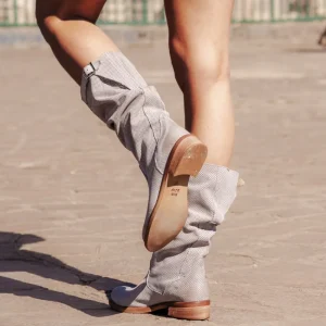 Stivali Estivi | Bikers Estivi | In Time Stivali Estivi Traforati Arricciati "BIK/M" - Grigio