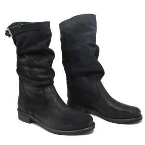 Stivali Estivi | Bikers Estivi | In Time Stivali Estivi Traforati Arricciati "BIK/M" - Nabuk Nero