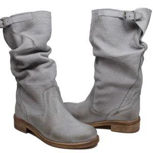 Stivali Estivi | Bikers Estivi | In Time Stivali Estivi Traforati Arricciati "BIK/M" - Grigio