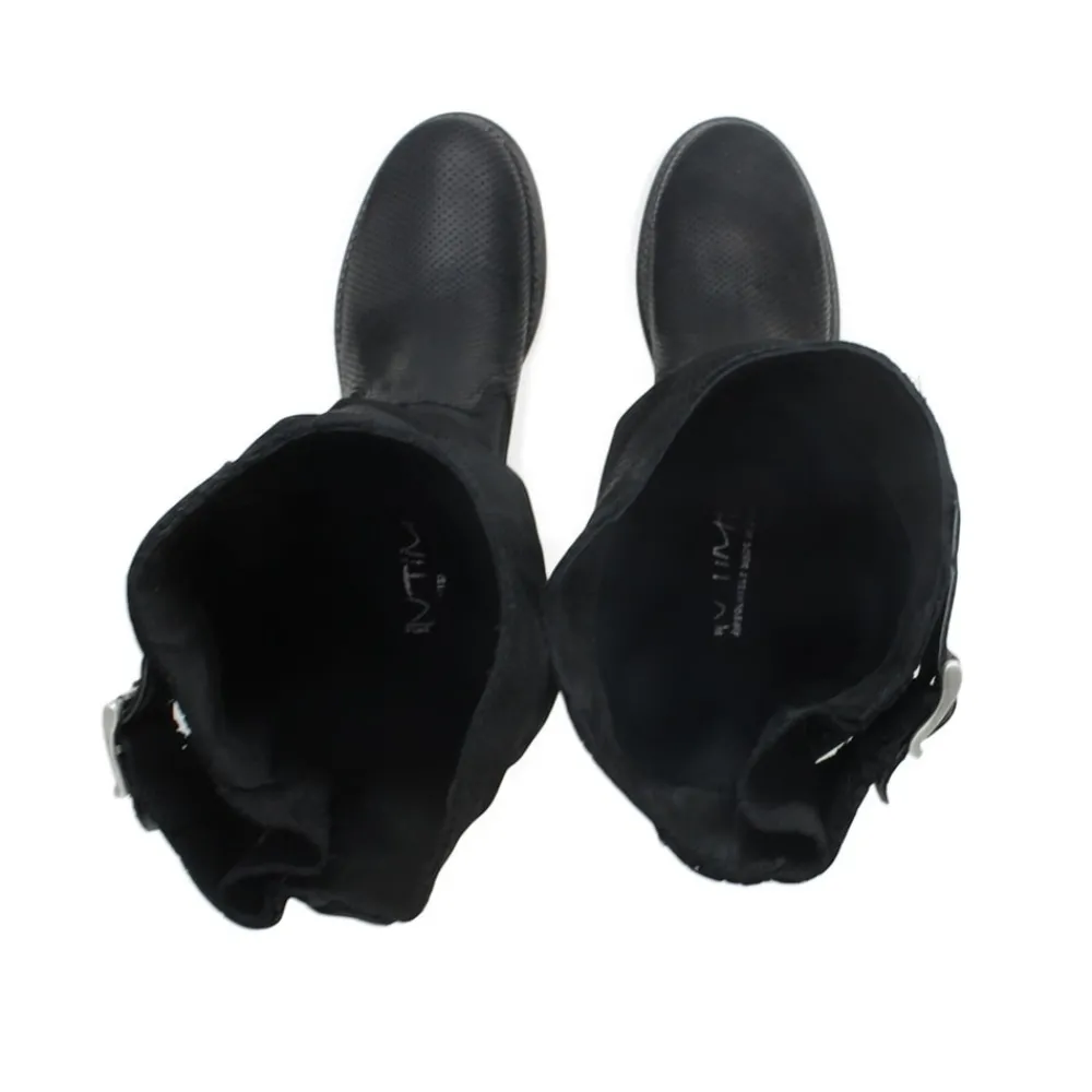 stivali_estivi_traforati__6-2.webp Stivali Estivi | Bikers Estivi | In Time Stivali Estivi Traforati Arricciati "BIK/M" - Nabuk Nero