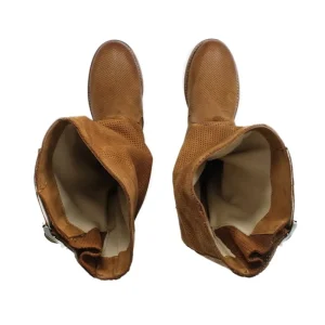 Stivali Estivi | Bikers Estivi | In Time Stivali Estivi Traforati Arricciati "BIK/M" - Cuoio