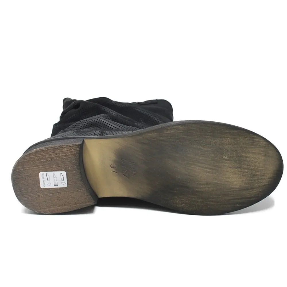 stivali_estivi_traforati__7-2.webp Stivali Estivi | Bikers Estivi | In Time Stivali Estivi Traforati Arricciati "BIK/M" - Nabuk Nero