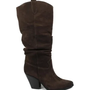 Stivali Con Tacco | Stivali Invernali | Personal Stivali Texani Camperos Arricciati con tacco "EMILY" - Camoscio Testa di Moro TestadiMoro