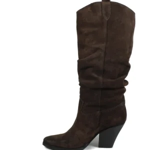 Stivali Con Tacco | Stivali Invernali | Personal Stivali Texani Camperos Arricciati con tacco "EMILY" - Camoscio Testa di Moro TestadiMoro