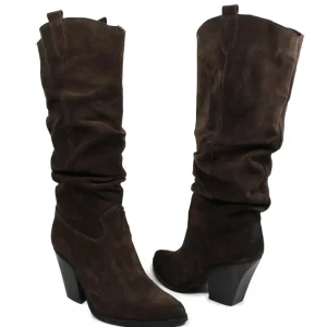 Stivali Con Tacco | Stivali Invernali | Personal Stivali Texani Camperos Arricciati con tacco "EMILY" - Camoscio Testa di Moro TestadiMoro