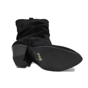 Stivali Con Tacco | Stivali Texani | Personal Stivali Texani Camperos Arricciati con tacco "EMILY" - Camoscio Nero