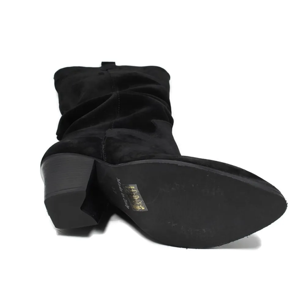 stivali_texani_camperos_a_6-2.webp Stivali Con Tacco | Stivali Texani | Personal Stivali Texani Camperos Arricciati con tacco "EMILY" - Camoscio Nero